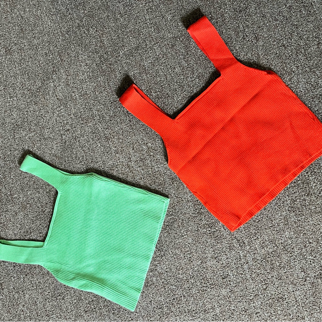 Vibrant Orange And Green Tank Tops